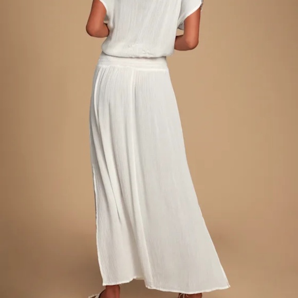 Lulus La Ola White Beaded Sheer Maxi Swim Cover-up - Size S - Picture 3 of 6